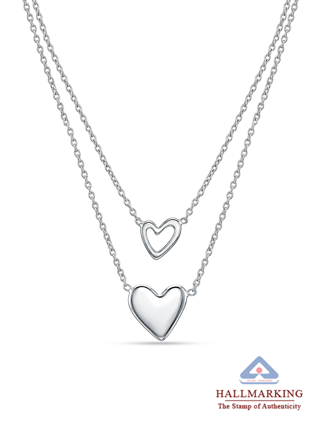 Sterling Layers of Love Heart Necklace