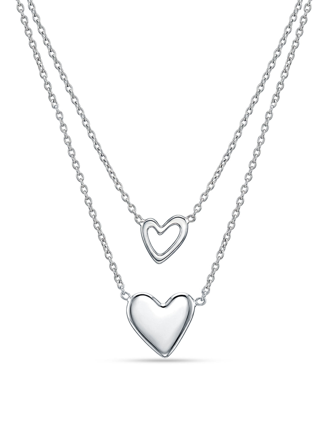 Sterling Layers of Love Heart Necklace