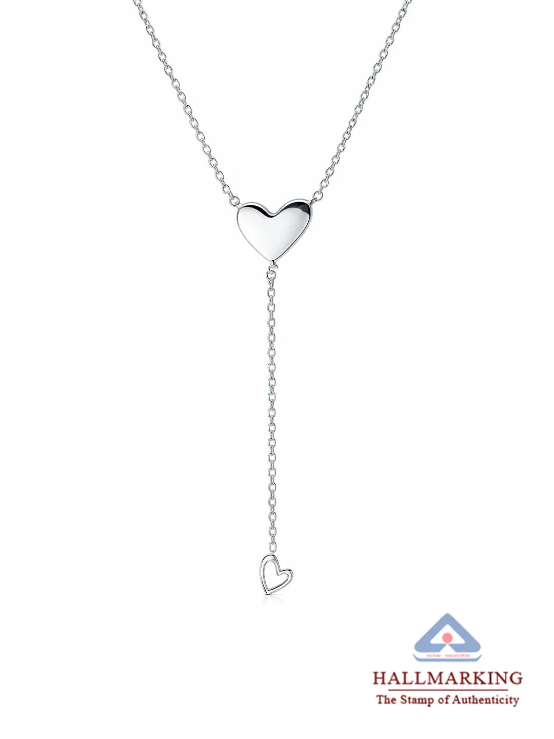 Silver Serenade Heart Lariat Necklace