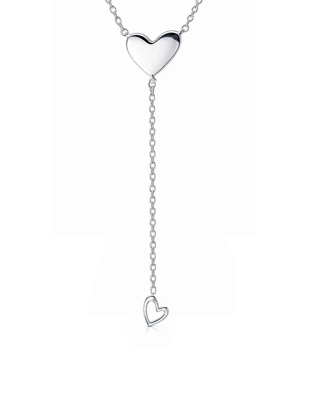Silver Serenade Heart Lariat Necklace