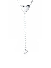 Silver Serenade Heart Lariat Necklace