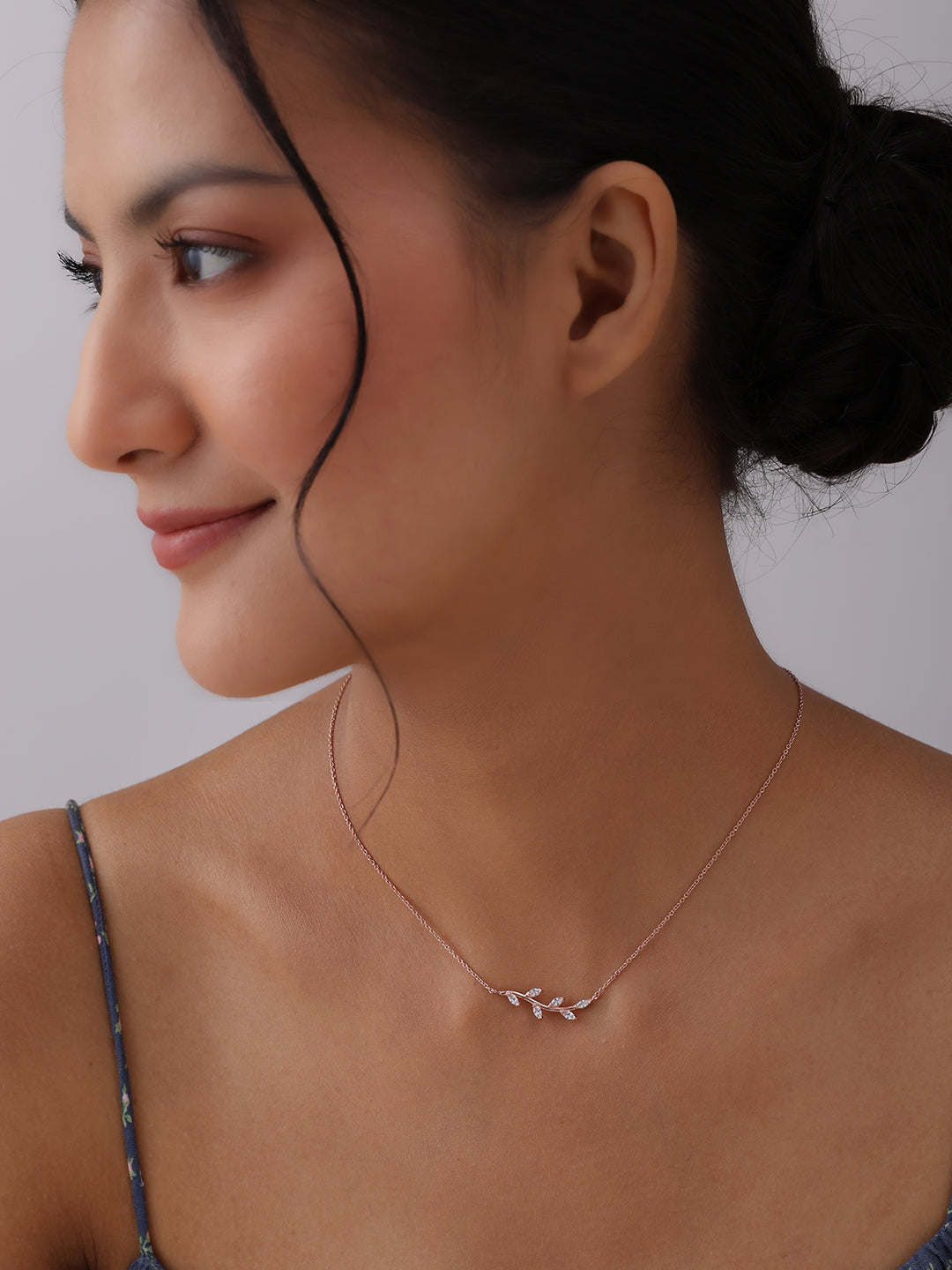 Rose Gold Whisper Leaf Vine Necklace