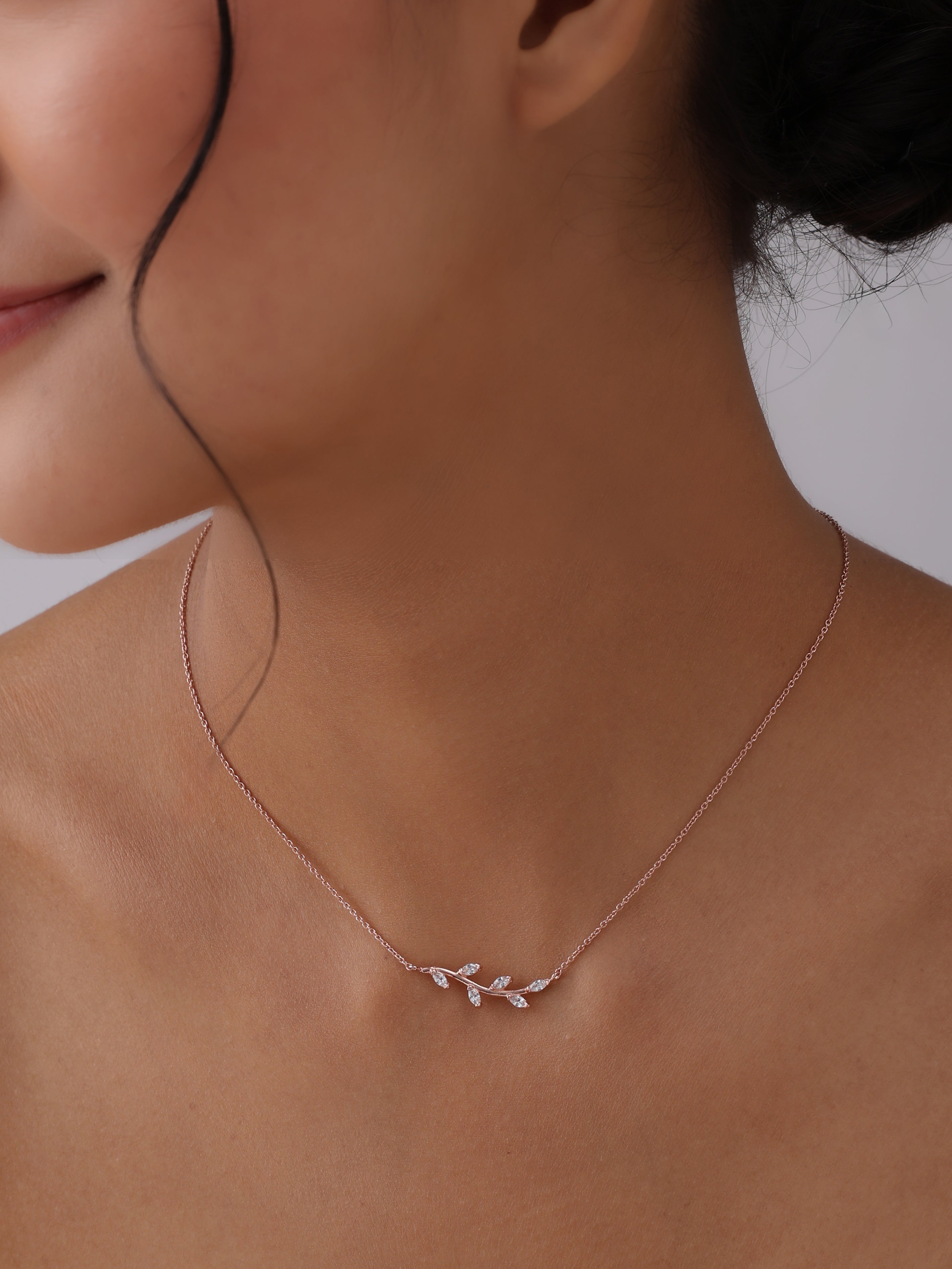 Rose Gold Whisper Leaf Vine Necklace
