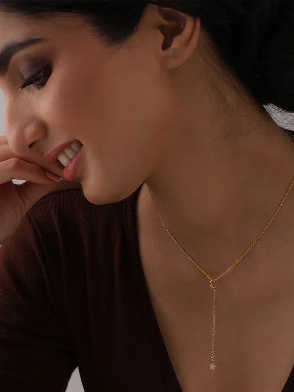 Gold Star Charm Y Necklace