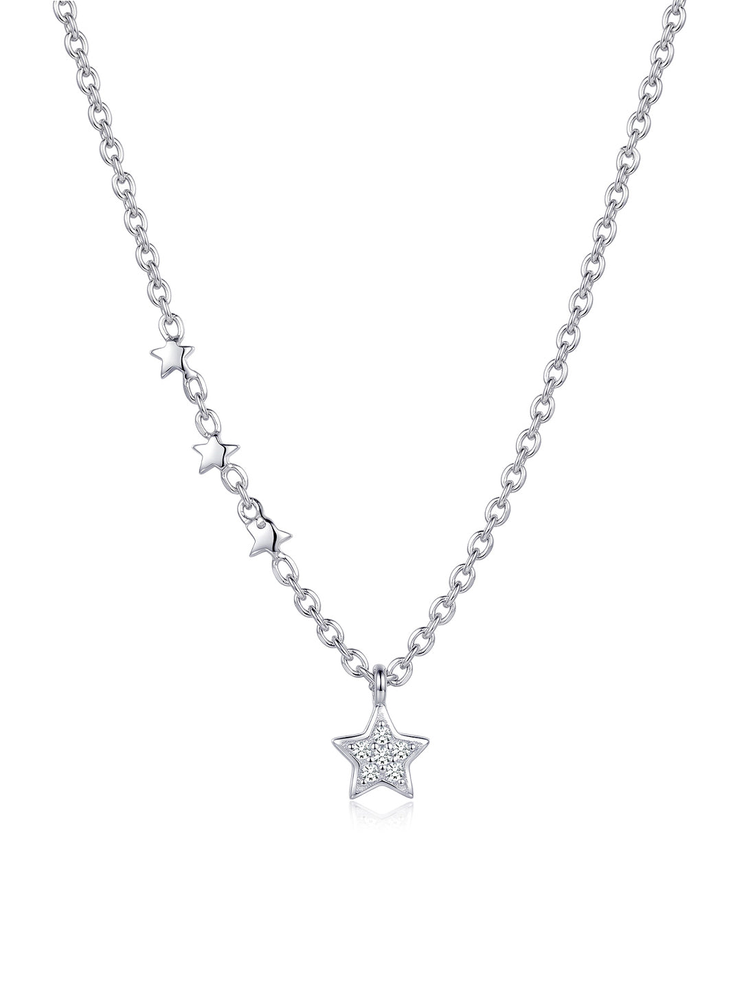 Star Contemporary Necklace in Rhodium Design