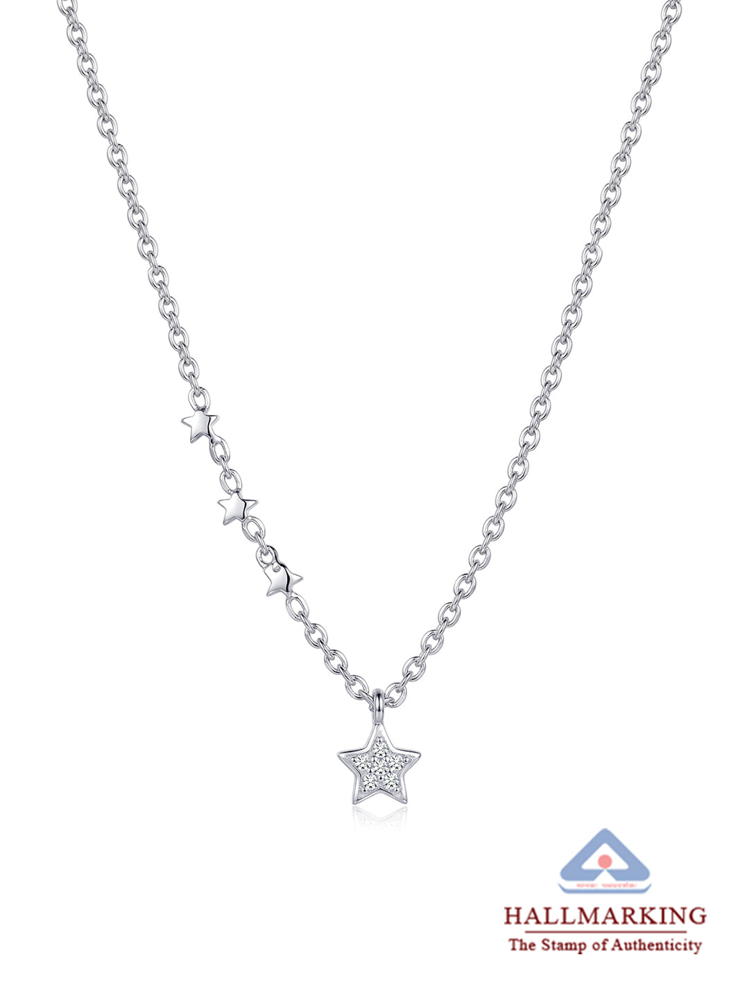 Star Contemporary Necklace in Rhodium Design