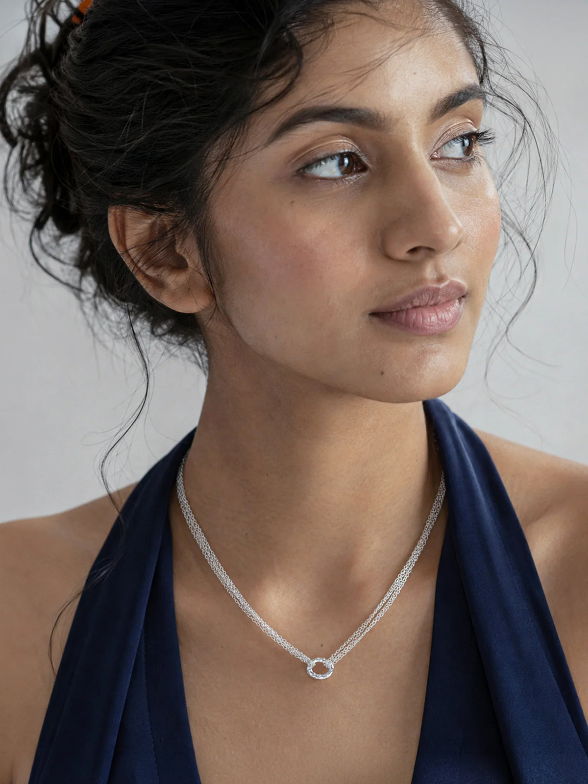 Link Shape Contemporary Necklace in Silver