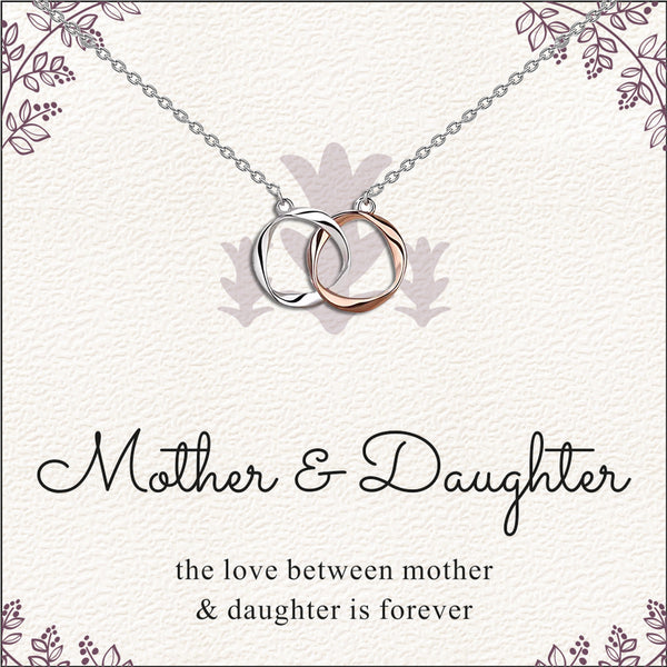 925 Sterling Silver Two-Tone Twisted Double Circle Necklace With Gift Card For Women