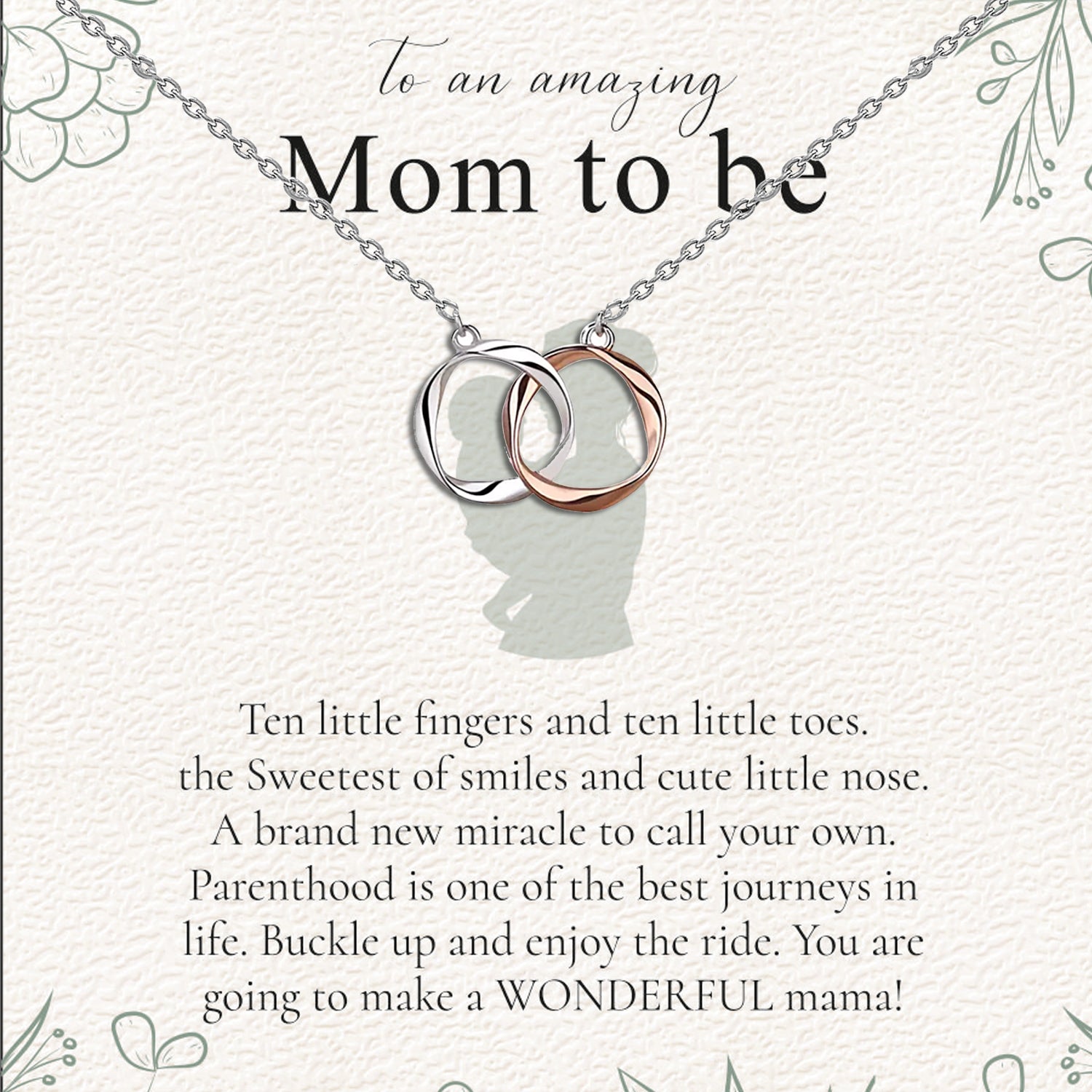 925 Sterling Silver Two-Tone Twisted Double Circle Necklace With Gift Card For Women