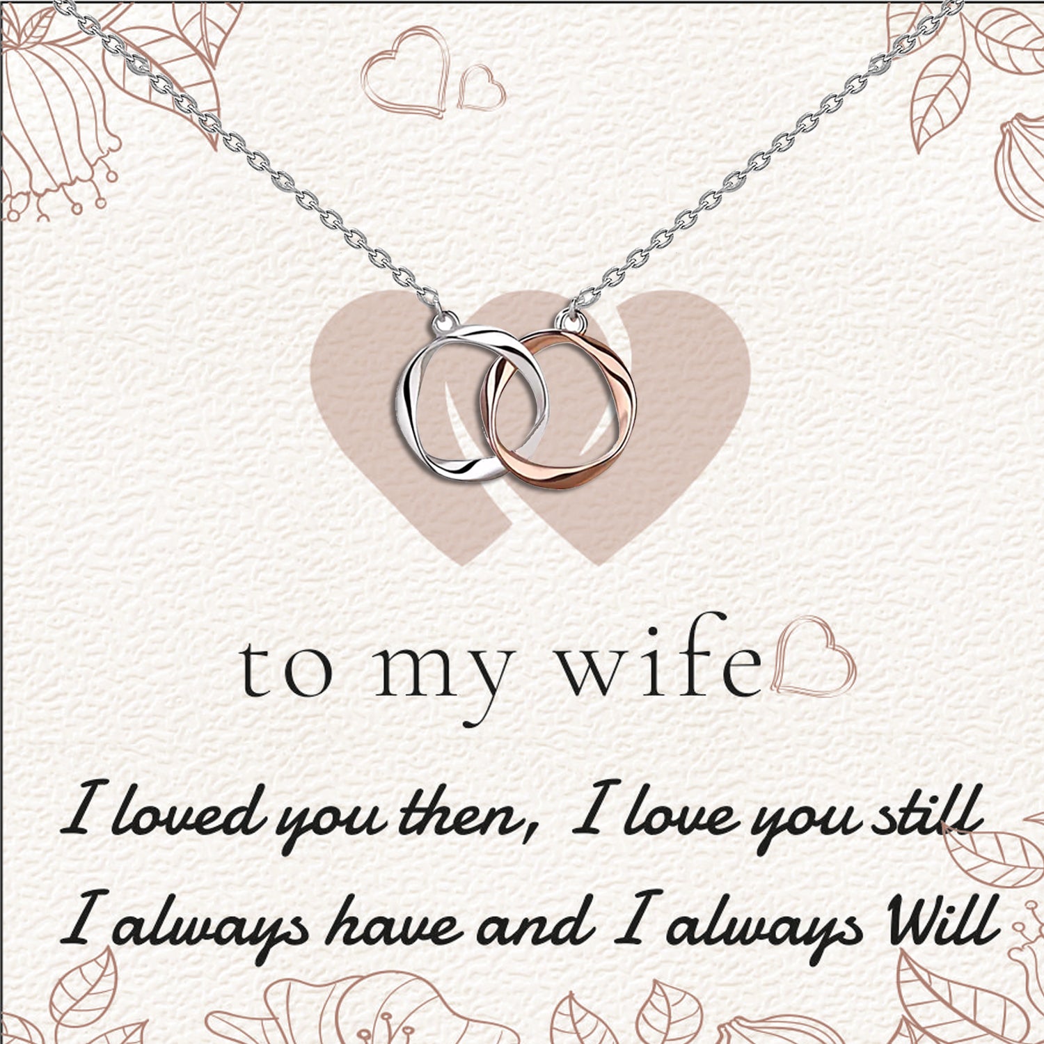 925 Sterling Silver Two-Tone Twisted Double Circle Necklace With Gift Card For Women