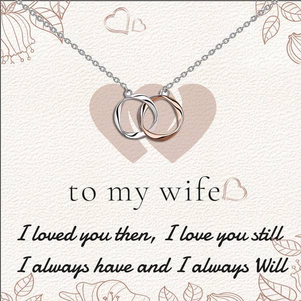 925 Sterling Silver Two-Tone Twisted Double Circle Necklace With Gift Card For Women