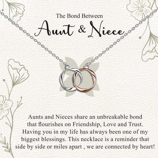 925 Sterling Silver Two-Tone Twisted Double Circle Necklace With Gift Card For Women