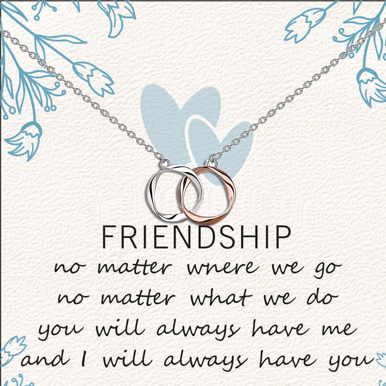 925 Sterling Silver Two-Tone Twisted Double Circle Necklace With Gift Card For Women