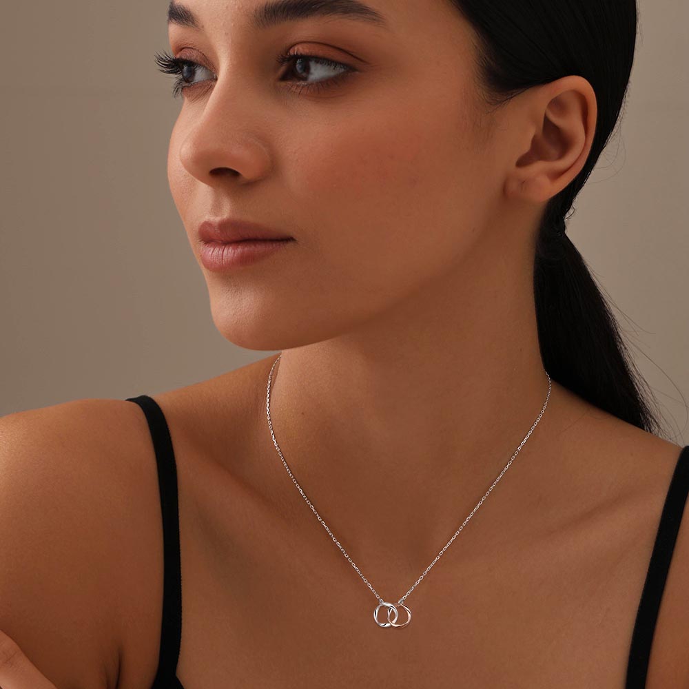 925 Sterling Silver Two-Tone Twisted Double Circle Necklace With Gift Card For Women