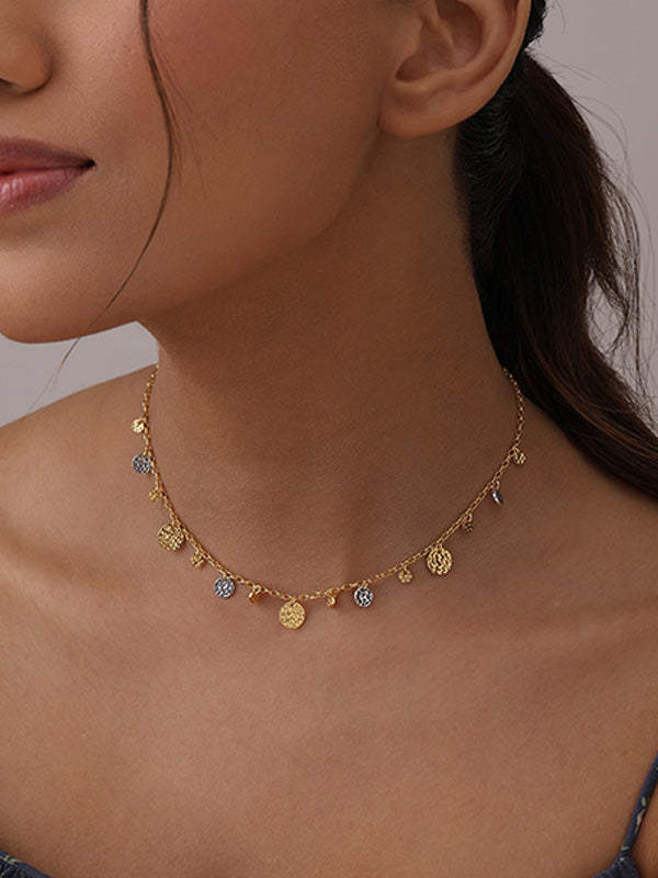 Celeste Two Tone Hammered Disc Necklace