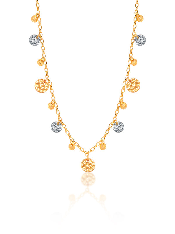 Celeste Two Tone Hammered Disc Necklace