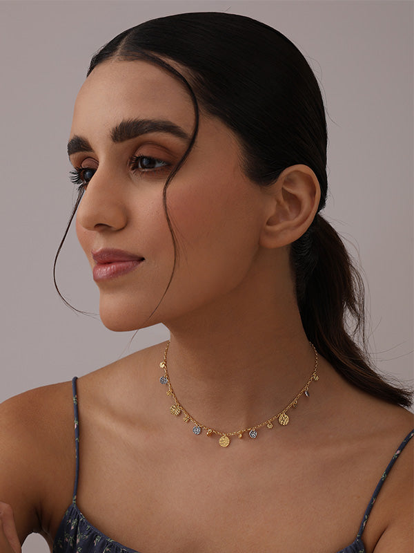 Celeste Two Tone Hammered Disc Necklace