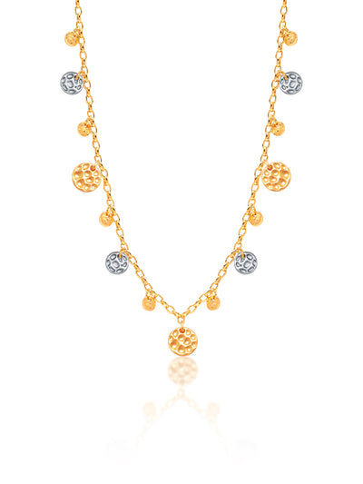 Celeste Two Tone Hammered Disc Necklace