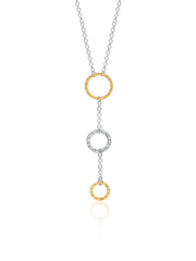 Aria Textured Circular Dual Tone Lariat Necklace for Women