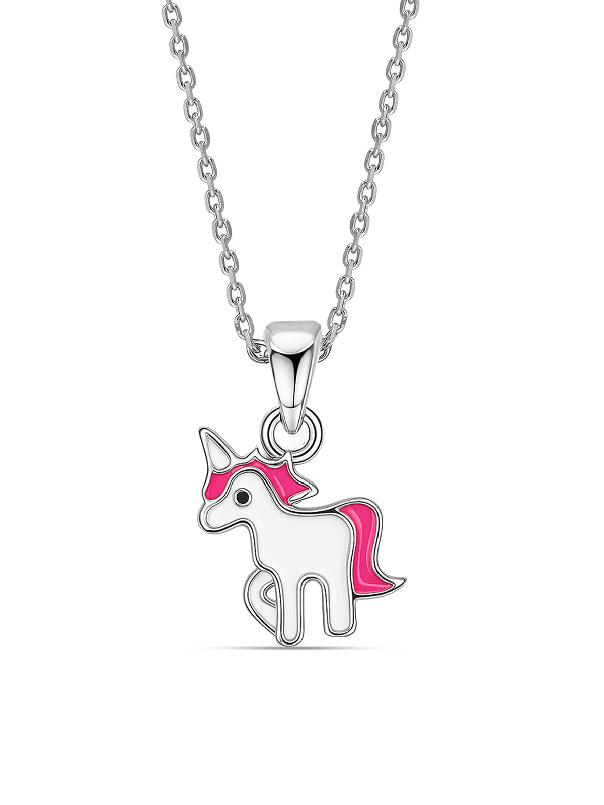 Silver Pink Unicorn Pendant Necklace