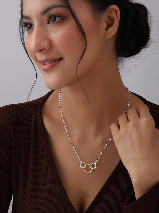 Astra Textured Circular Dual Tone Necklace Necklace for Women