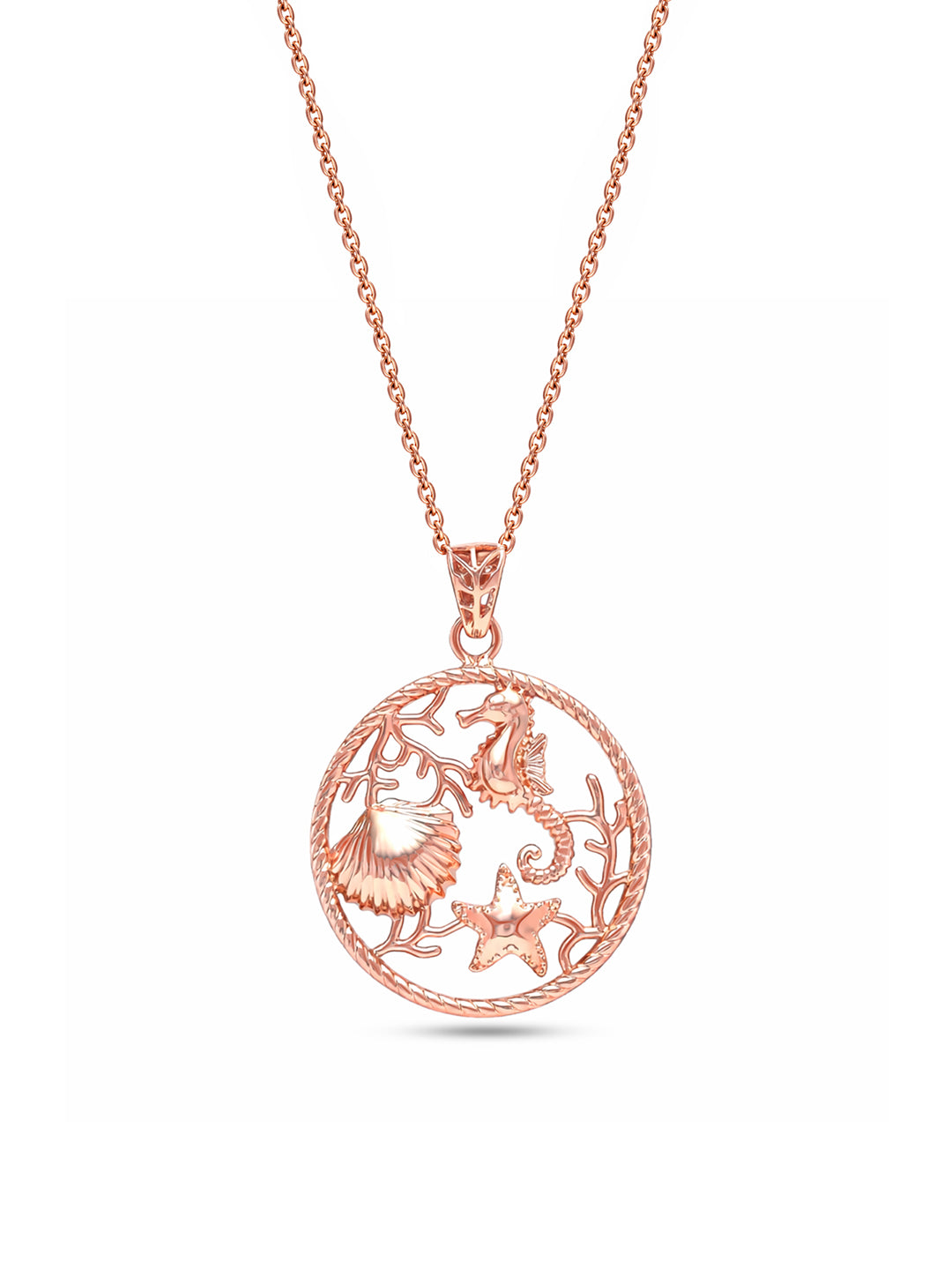 Round Contemporary Necklace in Rose Gold