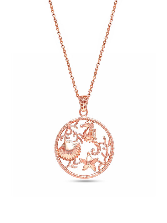Round Contemporary Necklace in Rose Gold