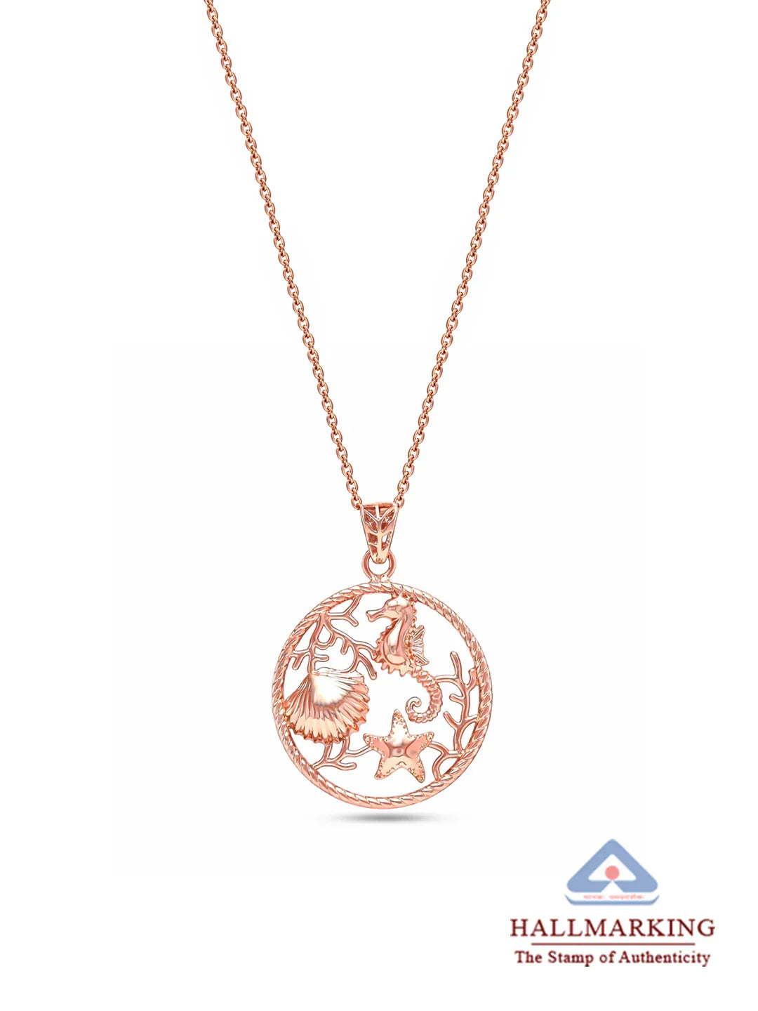 Round Contemporary Necklace in Rose Gold