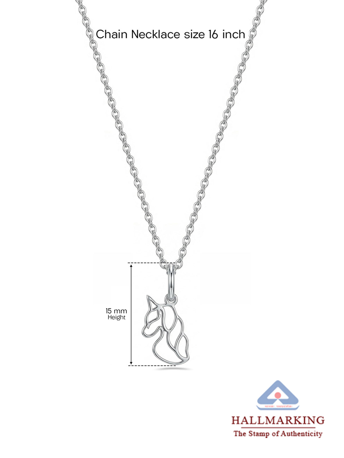 Silver Unicorn Outline Pendant Necklace