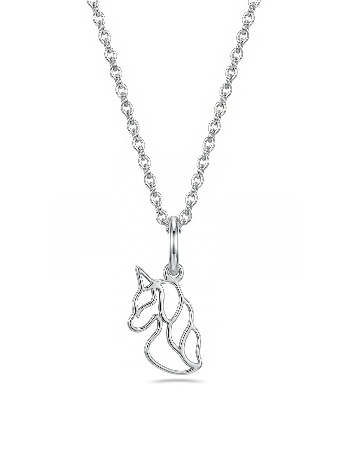 Silver Unicorn Outline Pendant Necklace