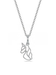 Silver Unicorn Outline Pendant Necklace