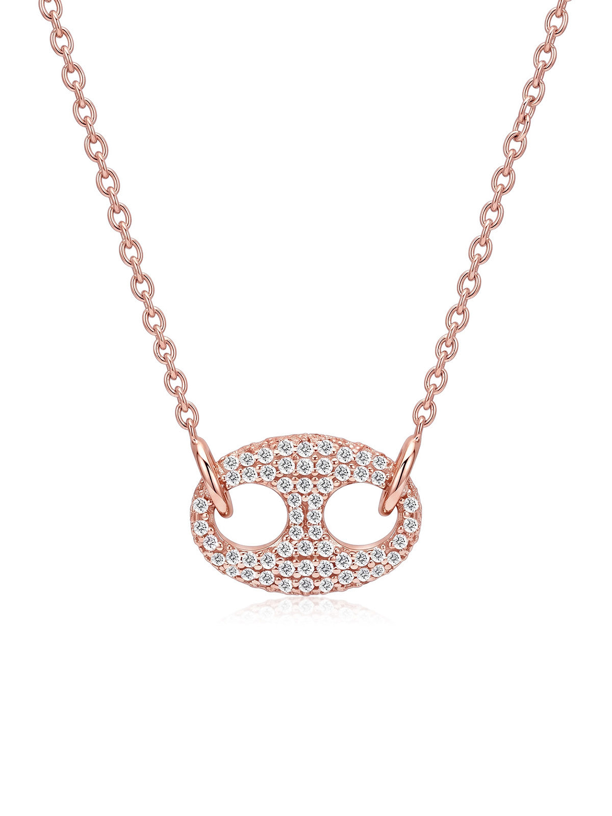 Rose Gold Oval Crystal Pendant Necklace