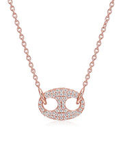 Rose Gold Oval Crystal Pendant Necklace