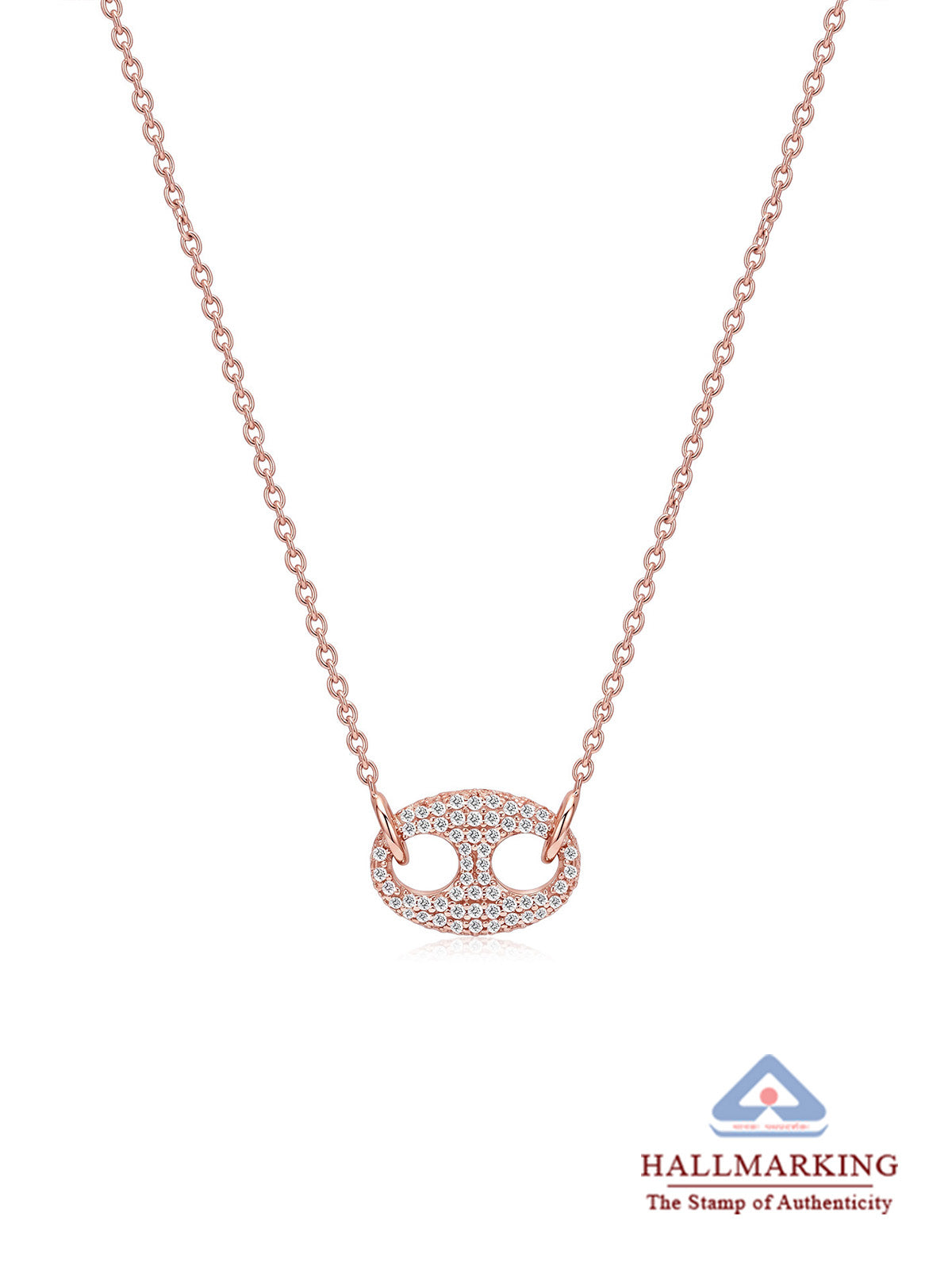 Rose Gold Oval Crystal Pendant Necklace