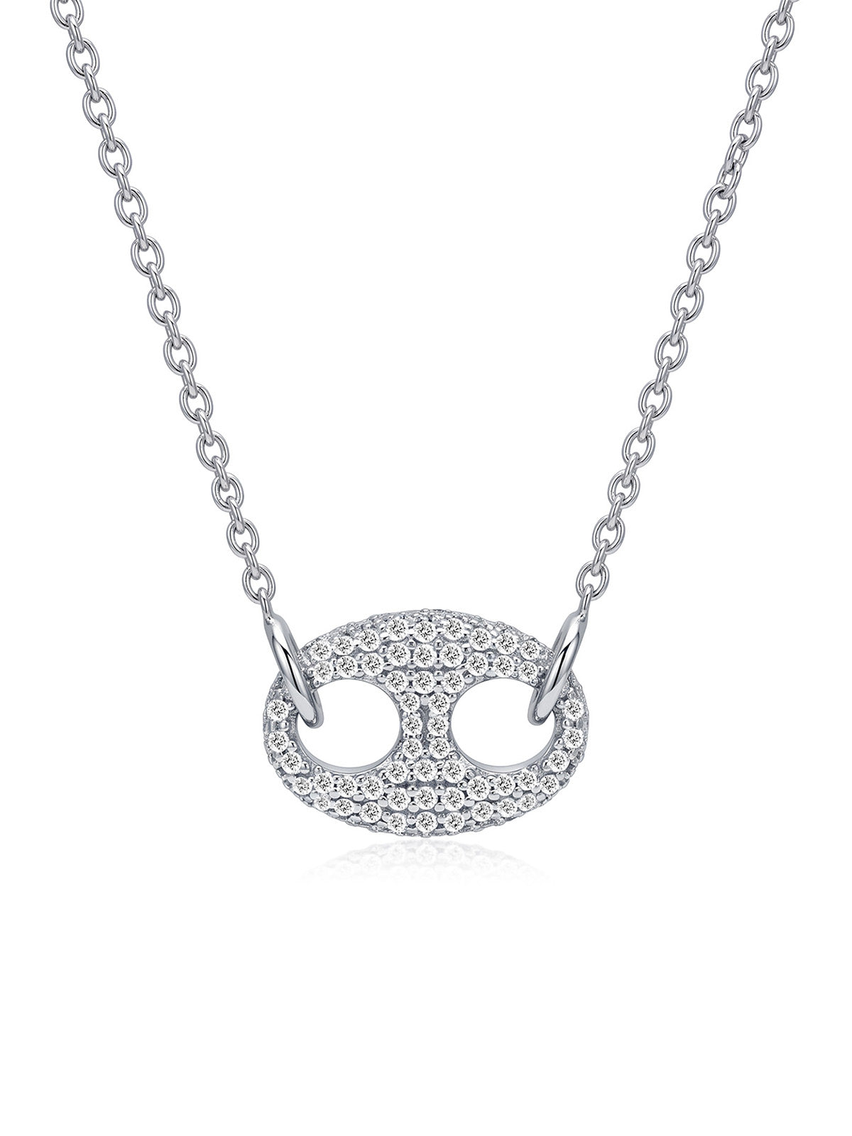 Rhodium Oval Crystal Statement Necklace