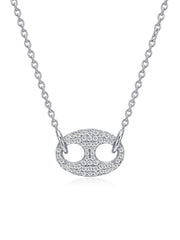 Rhodium Oval Crystal Statement Necklace