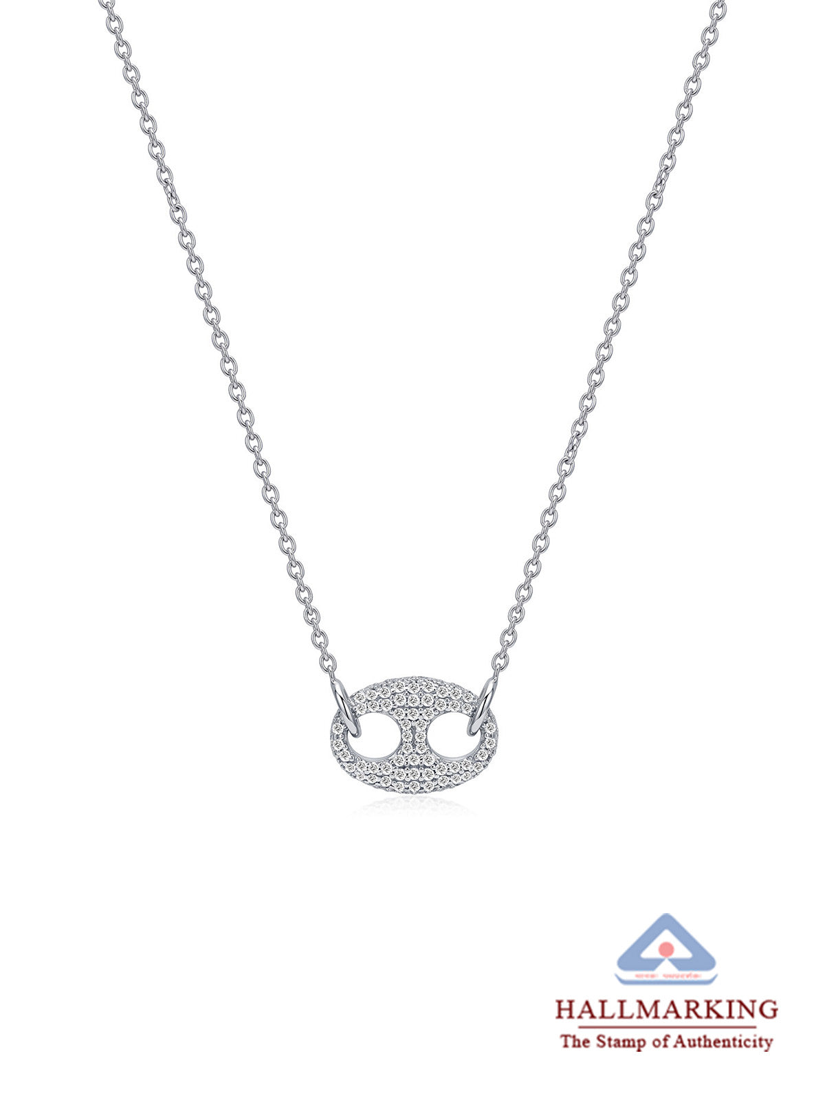 Rhodium Oval Crystal Statement Necklace