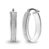 925 Sterling Silver 0.01 Carat Diamond Glitter Oval Hoop Earrings for Teen Women