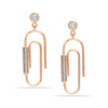925 Sterling Silver Rose Gold-Plated CZ Paper Clip Vintage Style Drop Stud Earrings for Teen Women