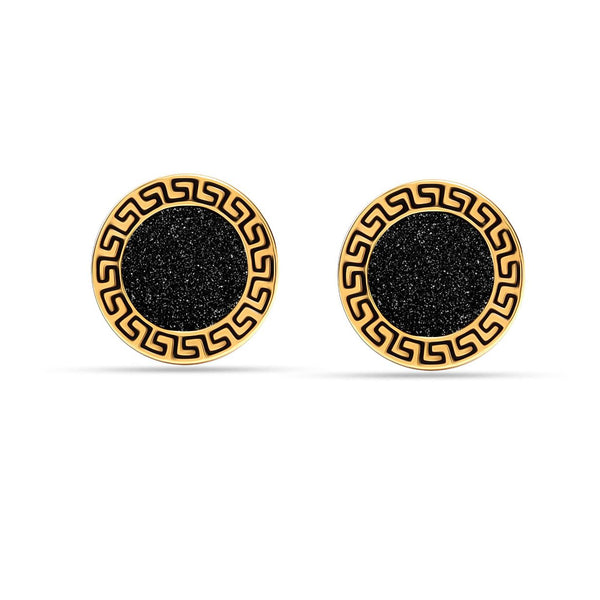 925 Sterling Silver 18K Gold-Plated Mother of Pearl Greek Key Cufflinks for Dad Father Grand-Father Men
