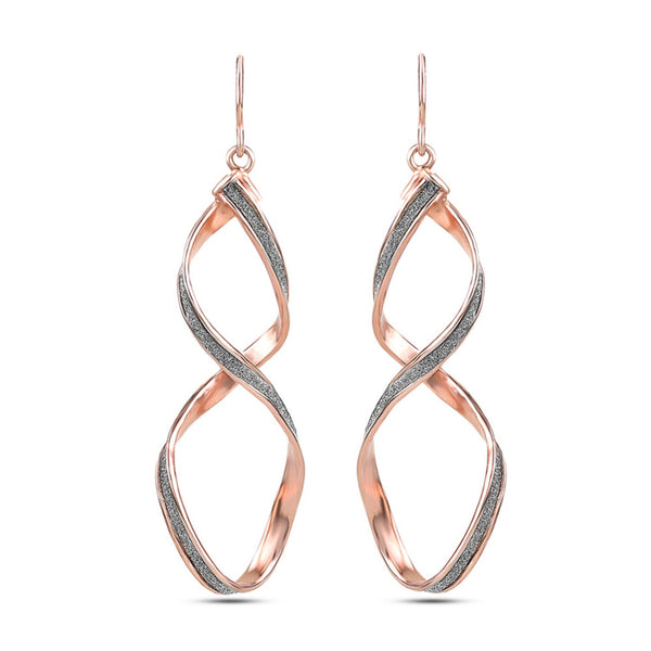 925 Sterling Silver Twist Wave Dangler Glitter Earrings for Women