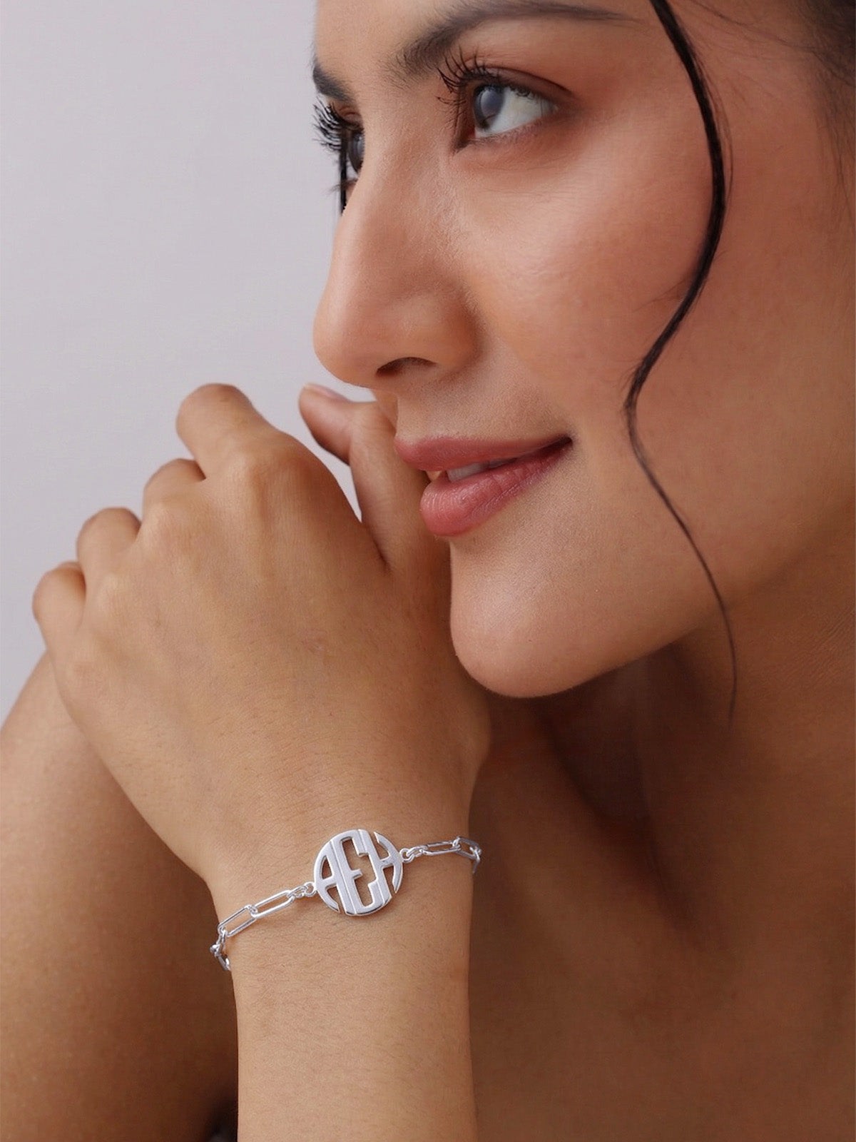 Personalized 3-Initial Monogram Paperclip Bracelet