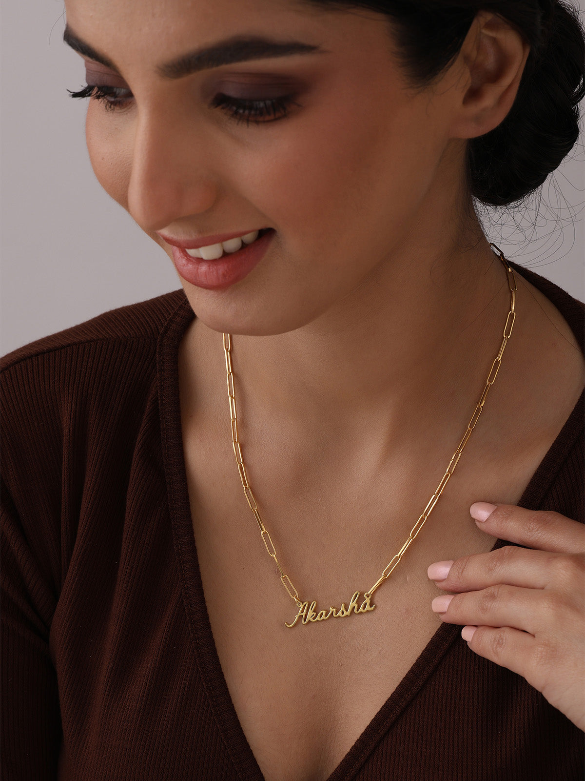 Personalized Gold Name Paperclip Necklace