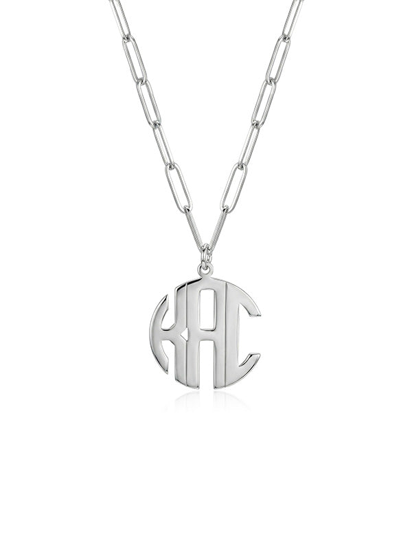 Personalized 3-Initial Monogram Paperclip Necklace