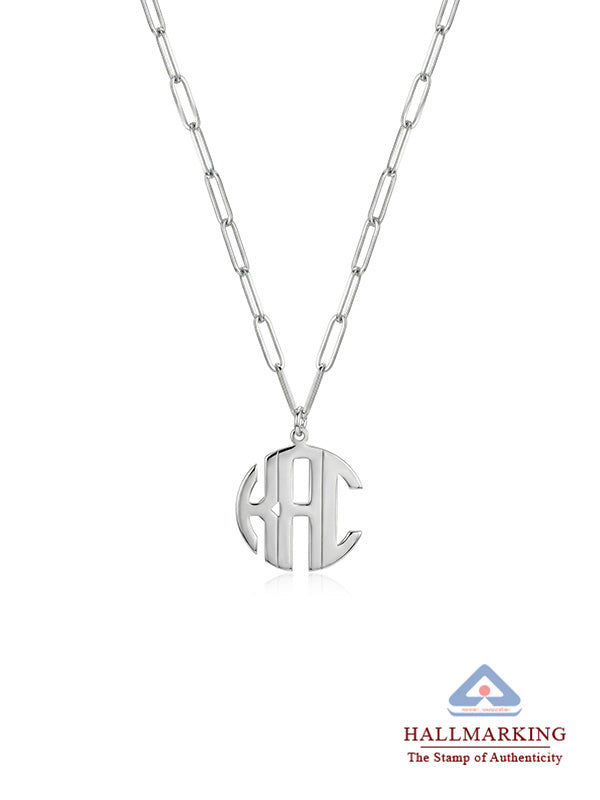 Personalized 3-Initial Monogram Paperclip Necklace