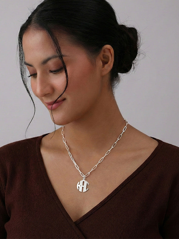 Personalized 3-Initial Monogram Paperclip Necklace