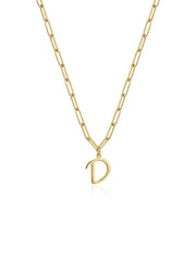 Personalized Gold Initial Charm Paperclip Necklace