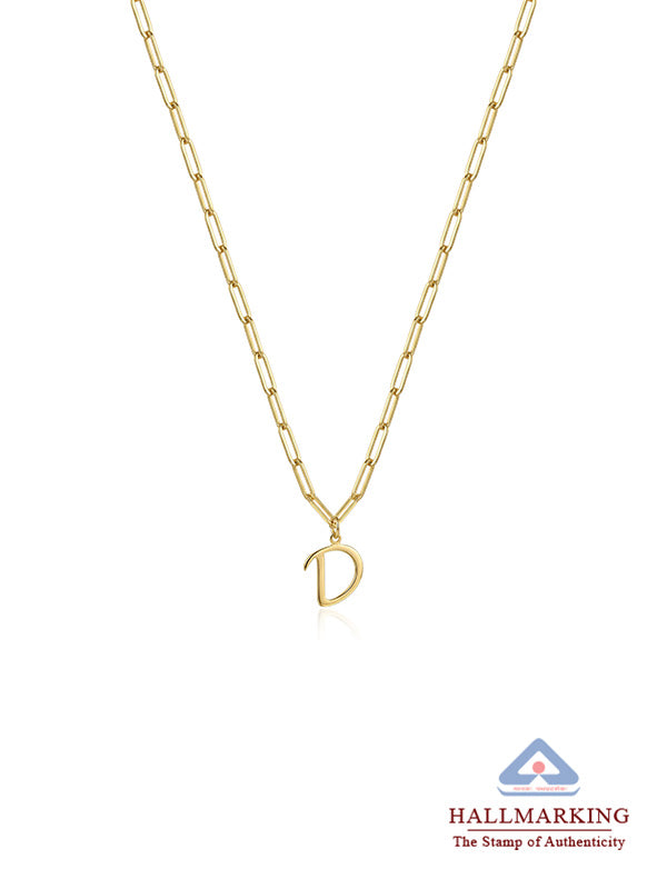 Personalized Gold Initial Charm Paperclip Necklace