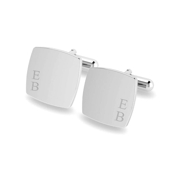 Personalised 925 Sterling Silver Alphabet Square Initial Cufflink for Men and Boys
