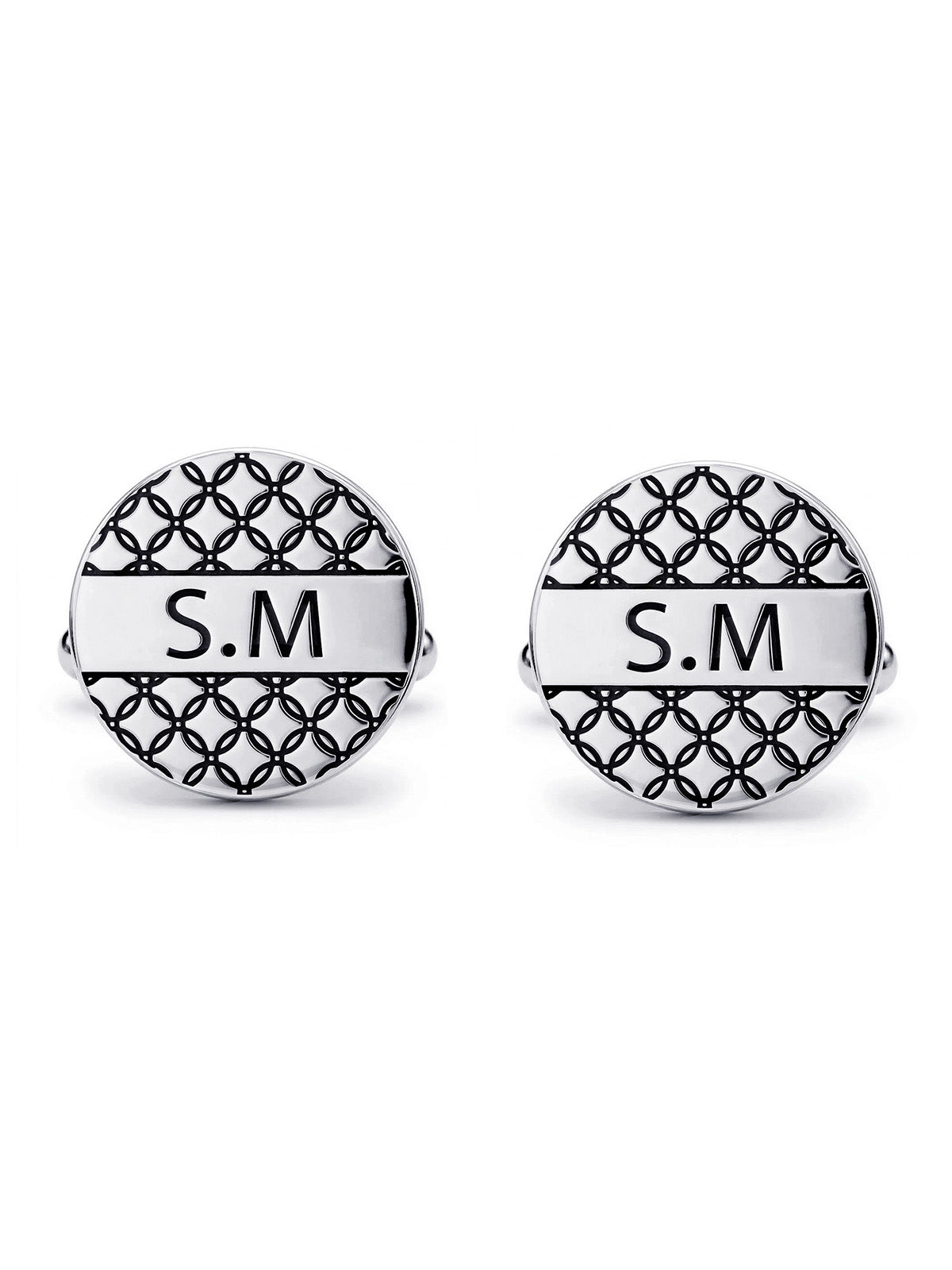 Personalized Textured Hexagon Initial Cufflinks